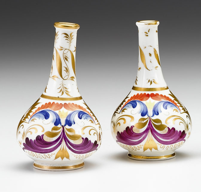 Appraisal: Pair of small Crown Derby bottle vases early th century