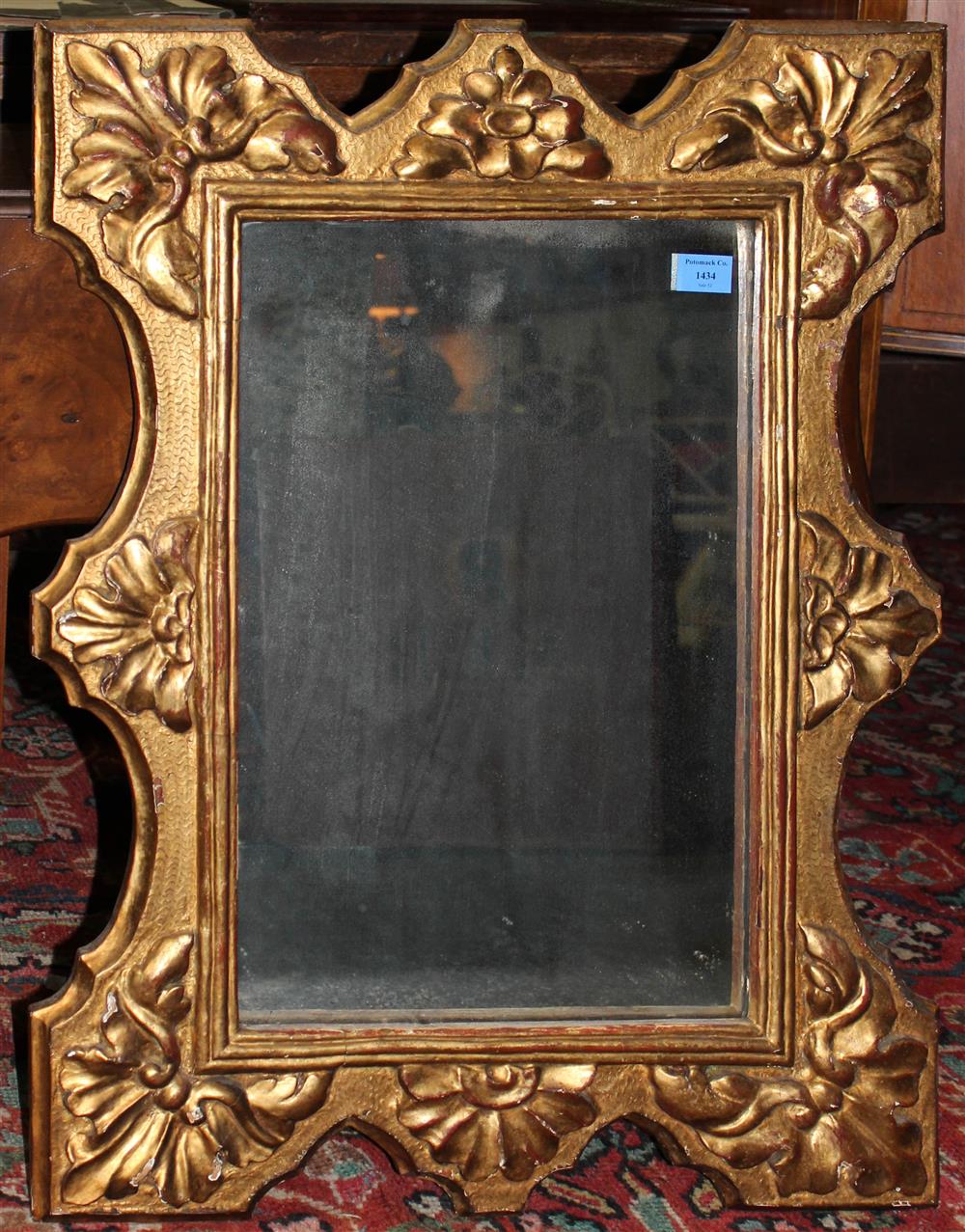 Appraisal: CLASSICAL STYLE GILT SHAPED RECTANGULAR MIRROR With acanthus leaves- h