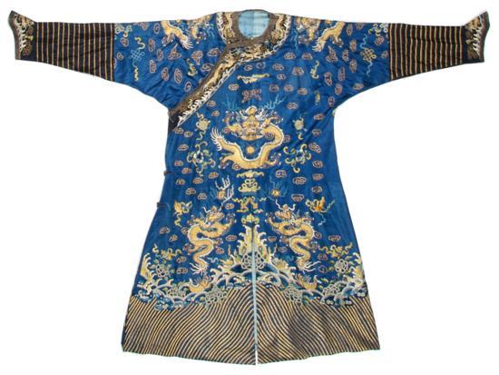 Appraisal: A Chinese Formal Robe having navy reserve with gilt thread