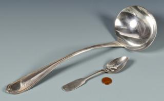 Appraisal: Alabama Silver Ladle and Spoon Mobile Alabama coin silver ladle