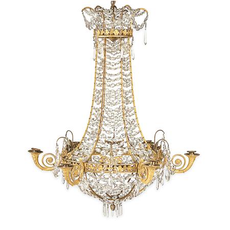 Appraisal: Russian Neoclassical Gilt-Bronze and Cut Glass Six-Light Chandelier Estimate -