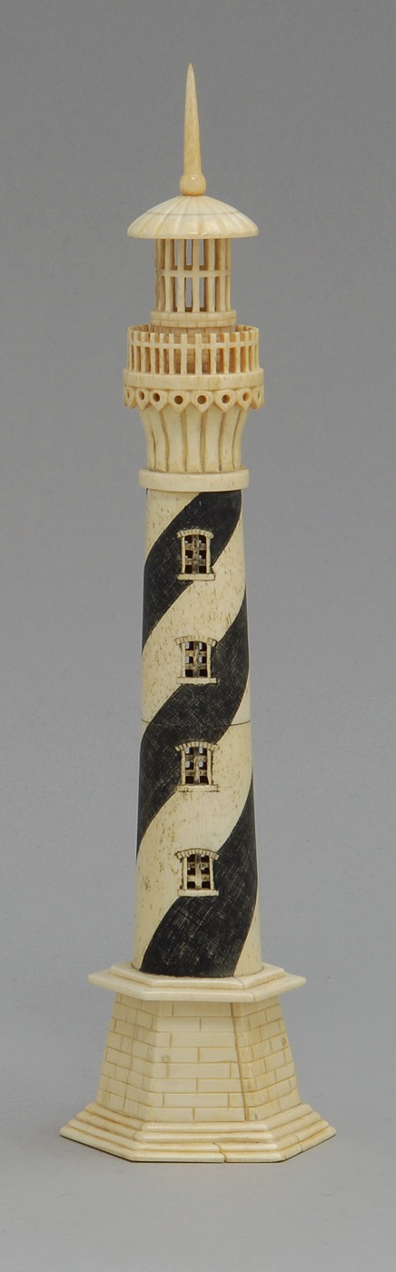 Appraisal: UNUSUAL MINIATURE WHALEBONE AND WHALE IVORY LIGHTHOUSE Ivory top and