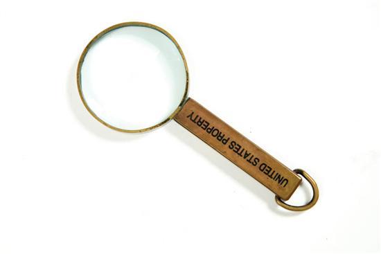 Appraisal: WINCHESTER INSPECTOR'S MAGNIFYING GLASS Early th century brass Marked Winchester