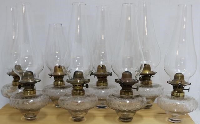 Appraisal: SET OF EIGHT MID TH CENTURY BLOWN PEG LAMPS MATCHING