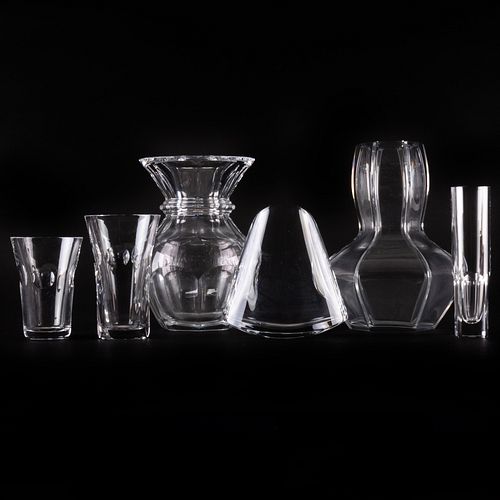 Appraisal: GROUP OF FOUR BACCARAT GLASS VASES AND TWO ST LOUIS