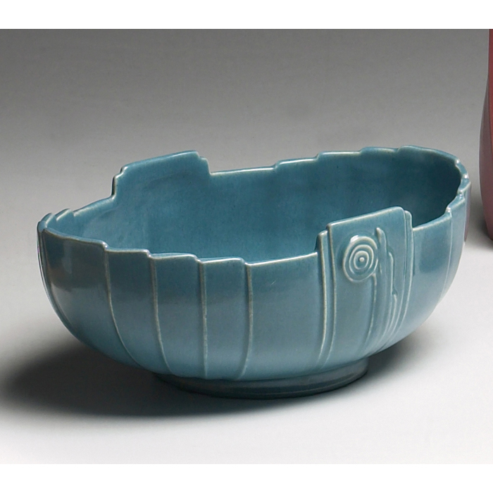 Appraisal: Roseville Moderne console bowl blue w x h marked