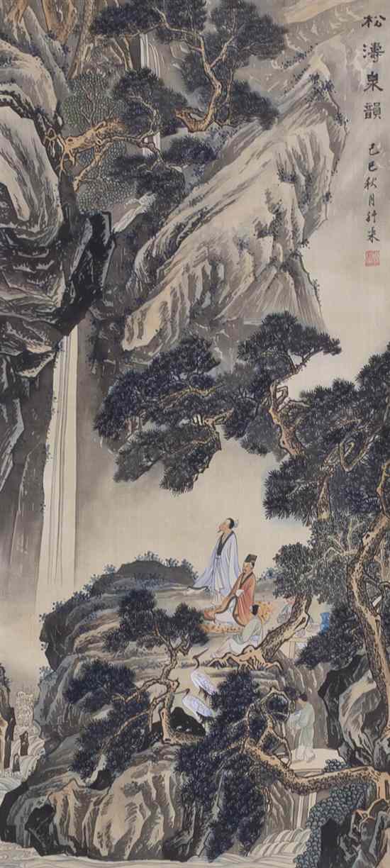 Appraisal: A Group of Three Chinese Scroll Paintings all depicting garden