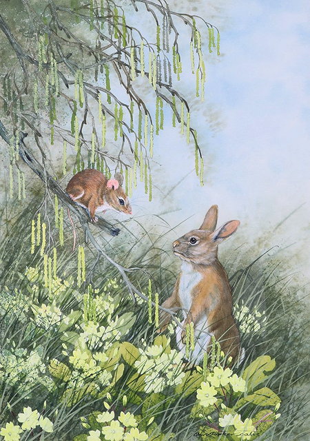 Appraisal: CHRISTOPHER SCALES TH CENTURY A woodland in spring with hare