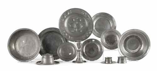 Appraisal: Collection of pewter tablewares th th c to include a