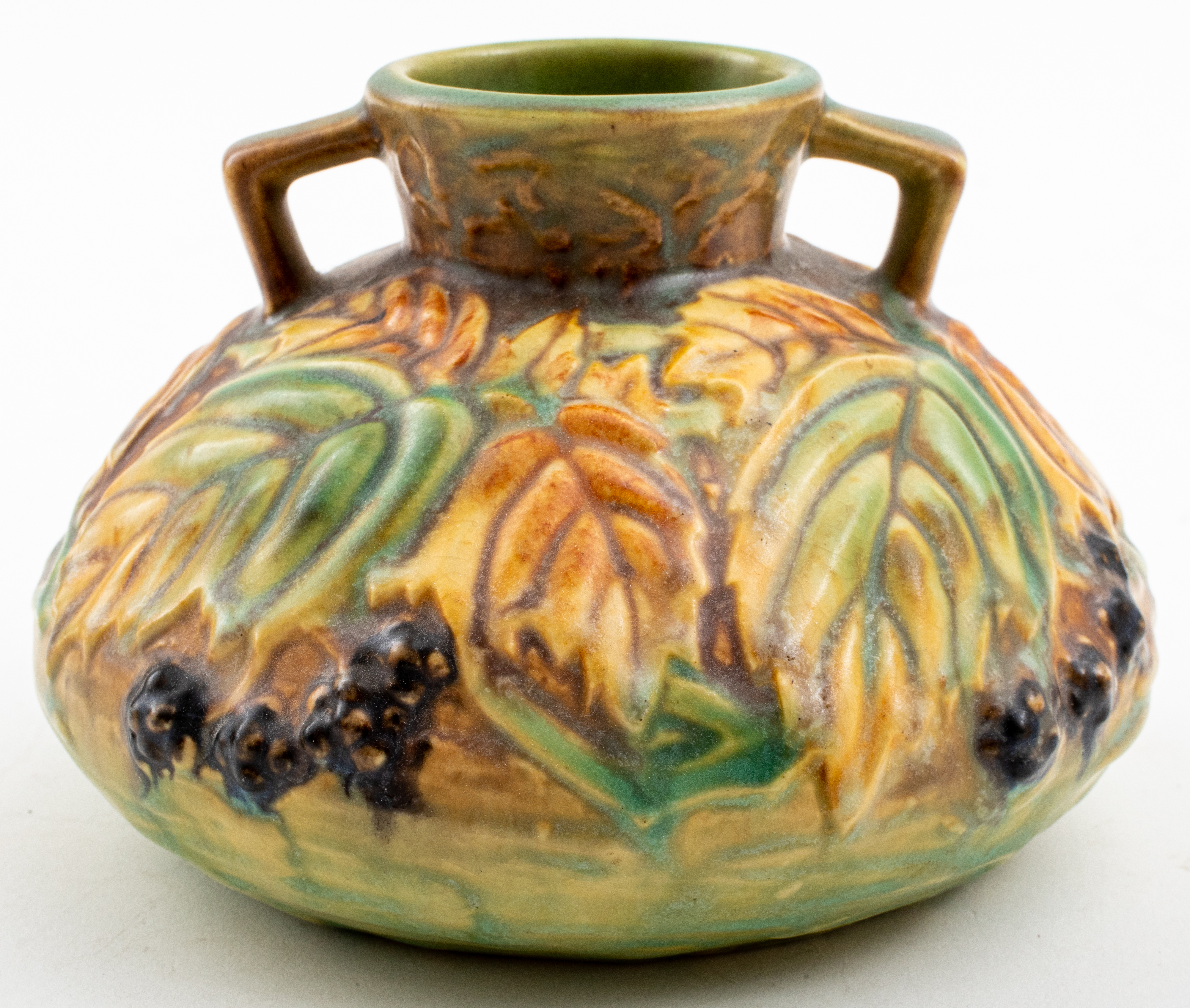 Appraisal: ROSEVILLE BLACKBERRY CERAMIC AMPHORA S Roseville Arts and Crafts ceramic