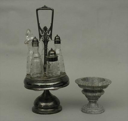 Appraisal: Small Marble Urn together with a Cruet Set