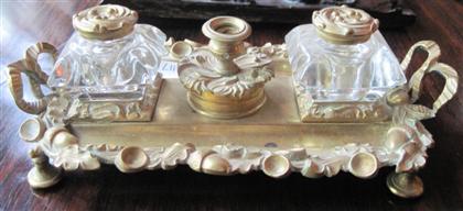 Appraisal: Rococo style brass inkstandlate th century