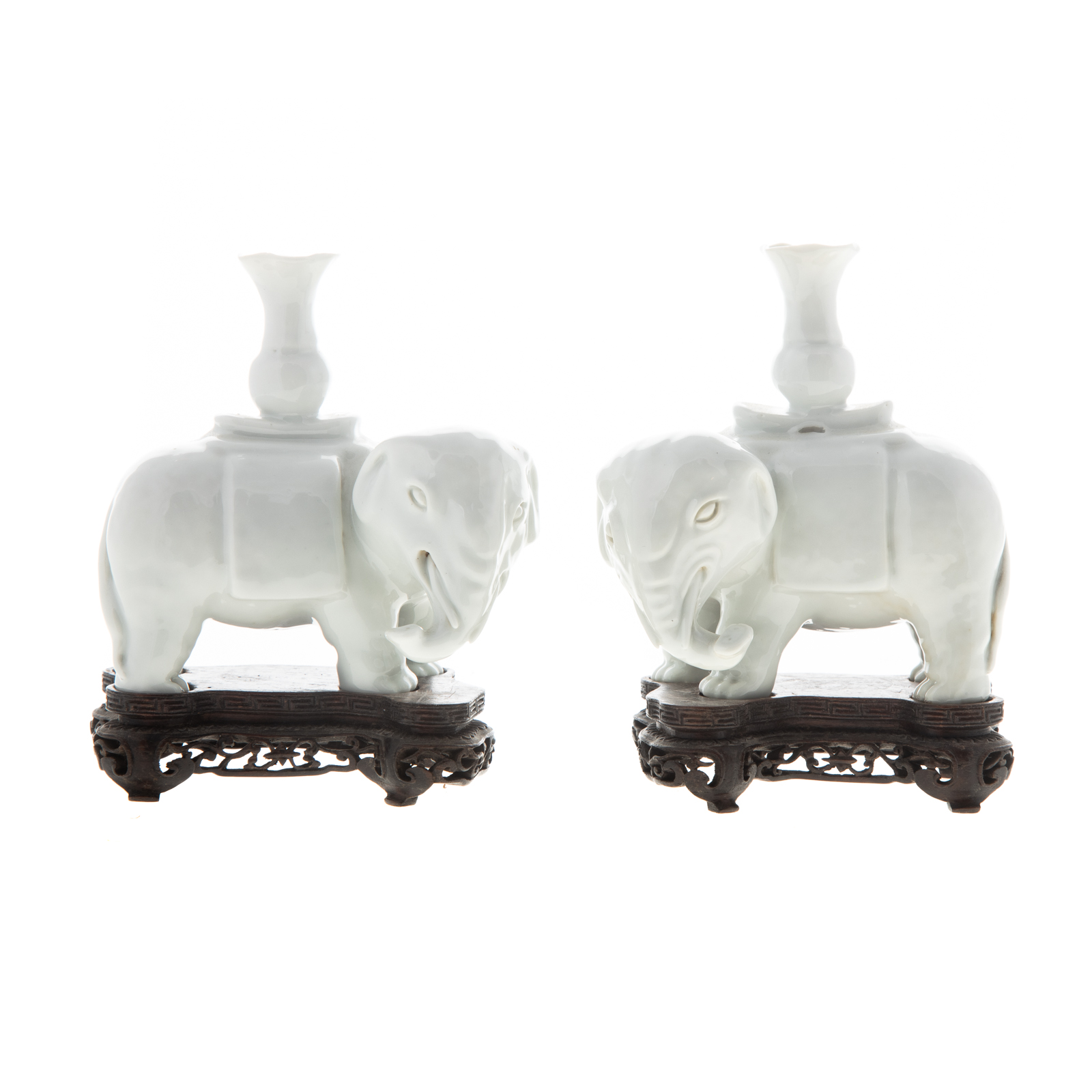 Appraisal: A PAIR OF CHINESE BLANC DE CHINE ELEPHANT JOSS HOLDERS