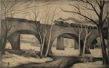 Appraisal: BENTON MURDOCH SPRUANCE american - SCHUYLKILL BRIDGES pencil signed titled