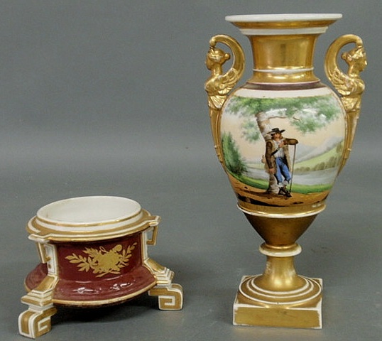 Appraisal: French Empire porcelain urn h and planter h x dia