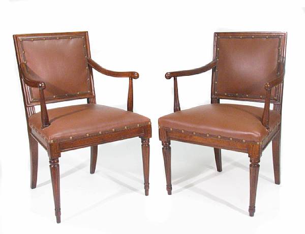 Appraisal: A pair of Louis XVI style mahogany armchairs height in