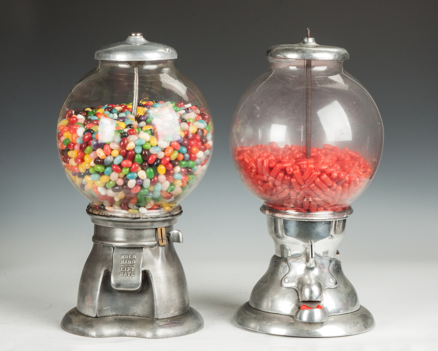 Appraisal: Two Vintage Brushed Aluminum One Cent Gumball Machines