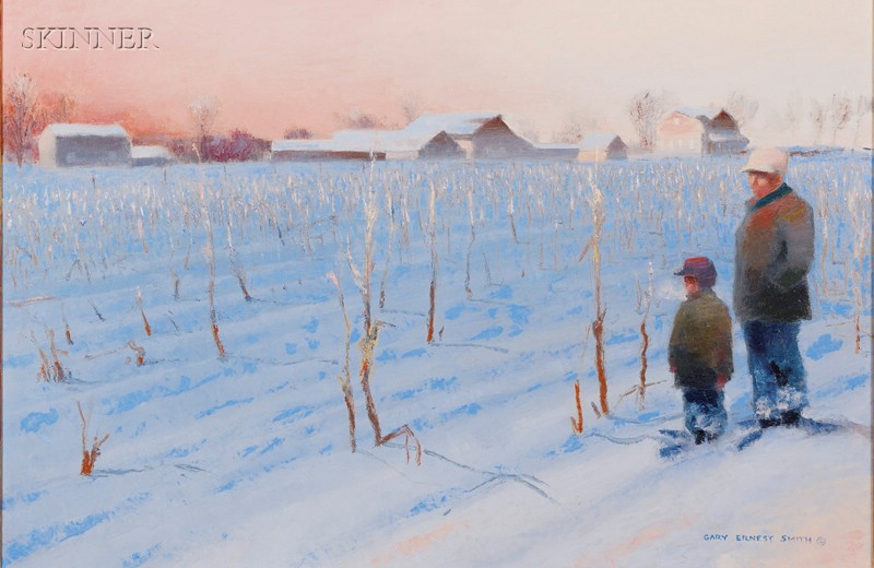 Appraisal: Gary Ernest Smith American b Cornfield in Snow Signed GARY