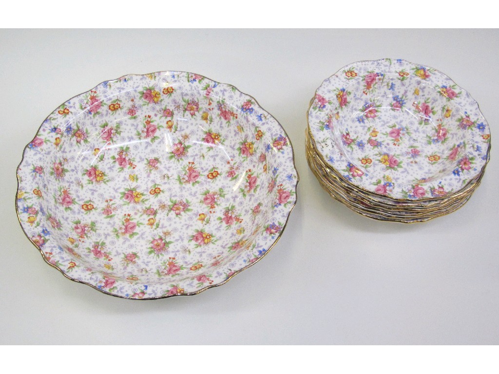 Appraisal: Royal Winton 'Eleanor' chintz pudding set and a Clarice Cliff