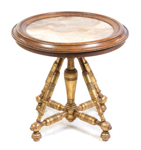 Appraisal: Sale Lot An Aesthetic Giltwood Onyx Low Table late th