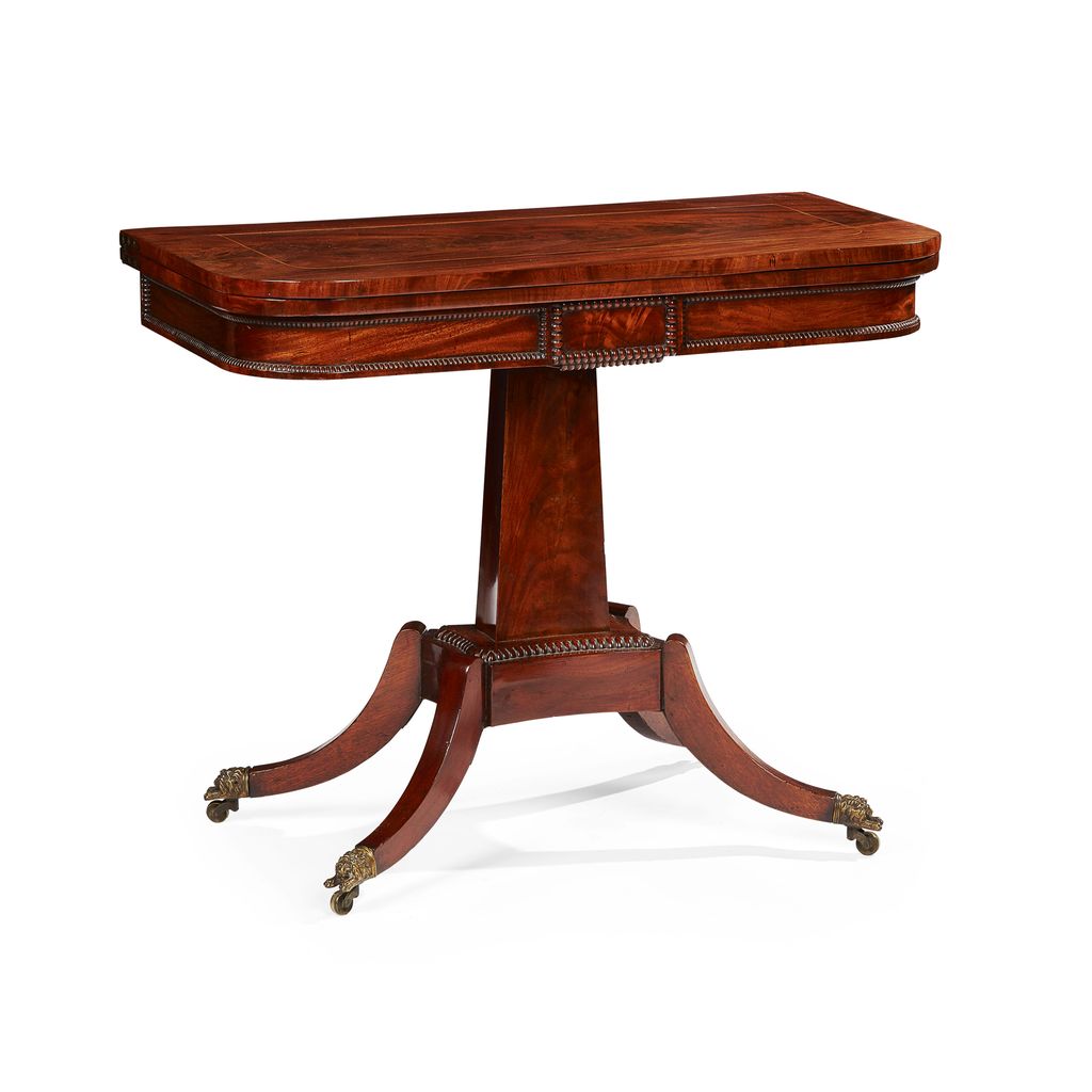 Appraisal: REGENCY MAHOGANY FOLDOVER CARD TABLE CIRCA the rounded rectangular top