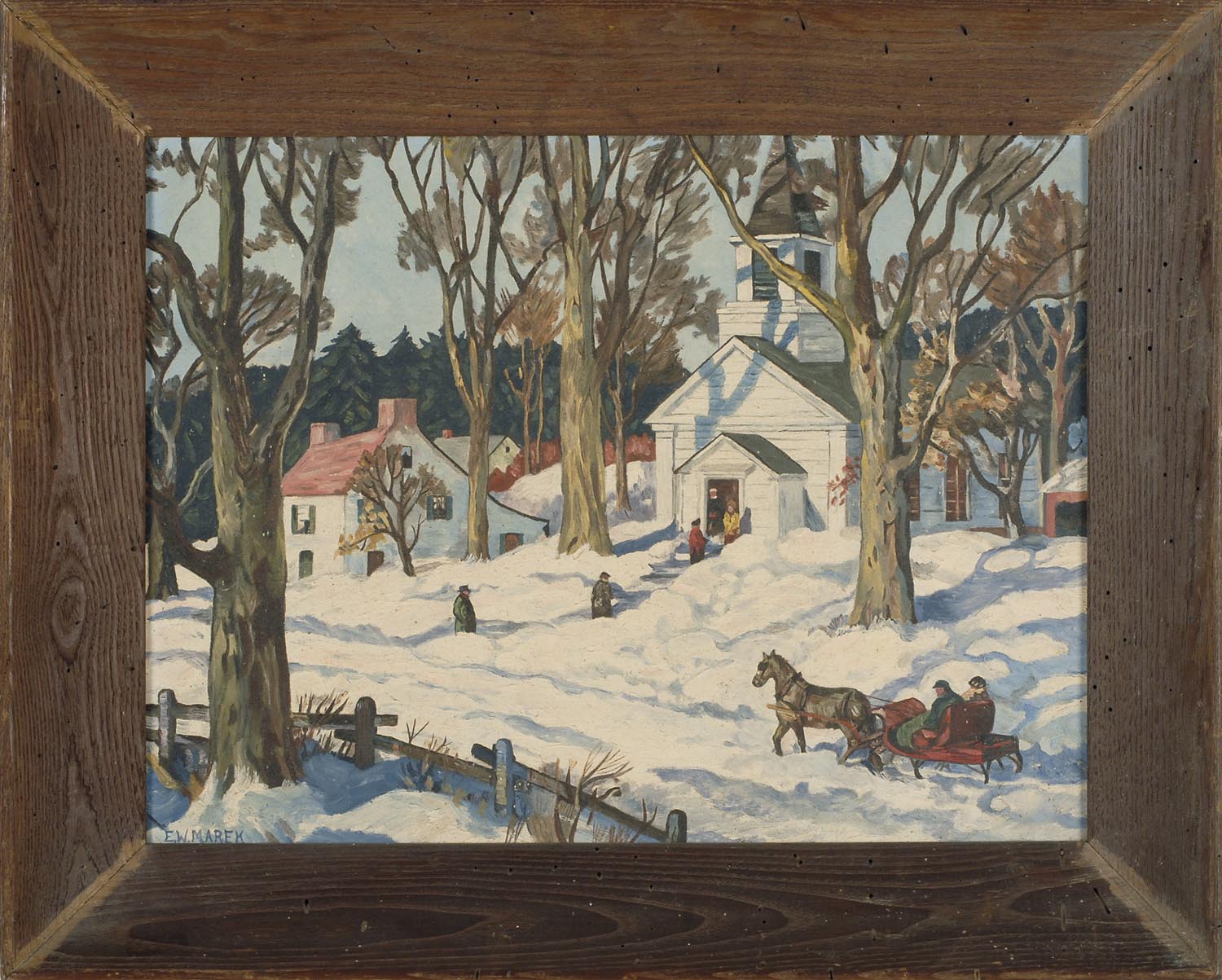 Appraisal: FRAMED PAINTING UNTRACED ARTIST A New England winter scene depicting