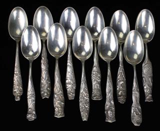 Appraisal: Group of George W Shiebler Flora teaspoons in excellent condition