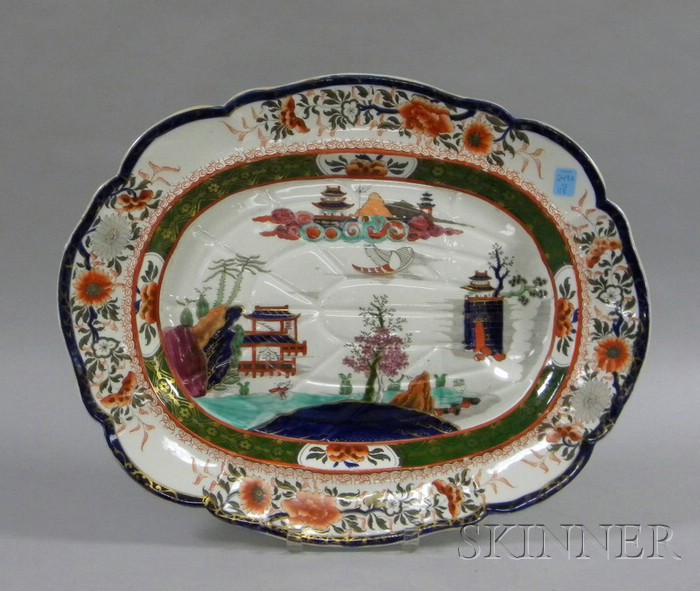 Appraisal: Mason's Ironstone Transfer Decorated Meat Platter decorated in an Asian