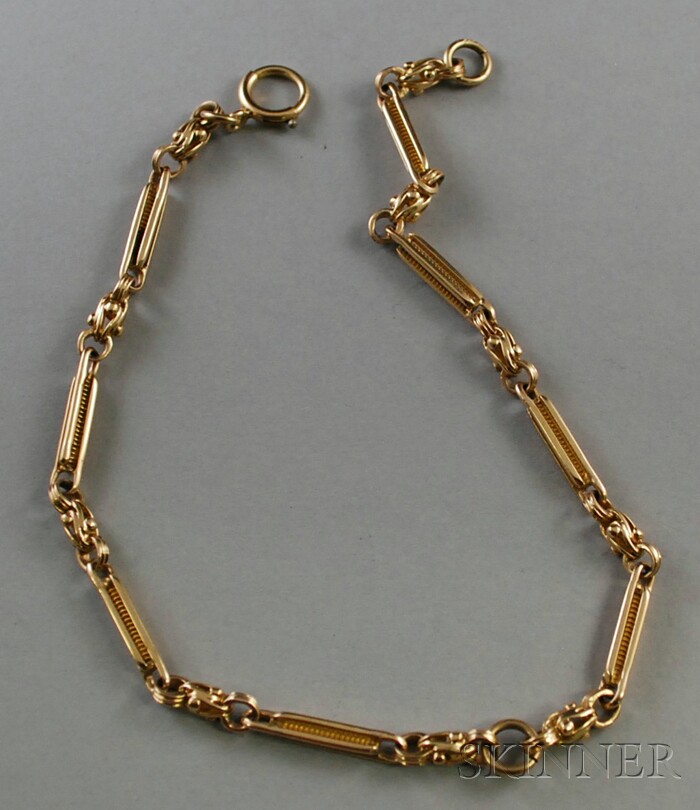 Appraisal: kt Gold Watch Chain of fancy tubular links dwt lg