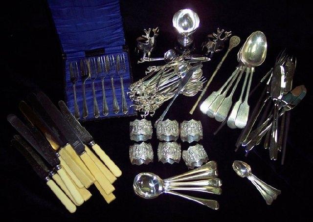 Appraisal: A quantity of flatware a presentation cup and six Chinese