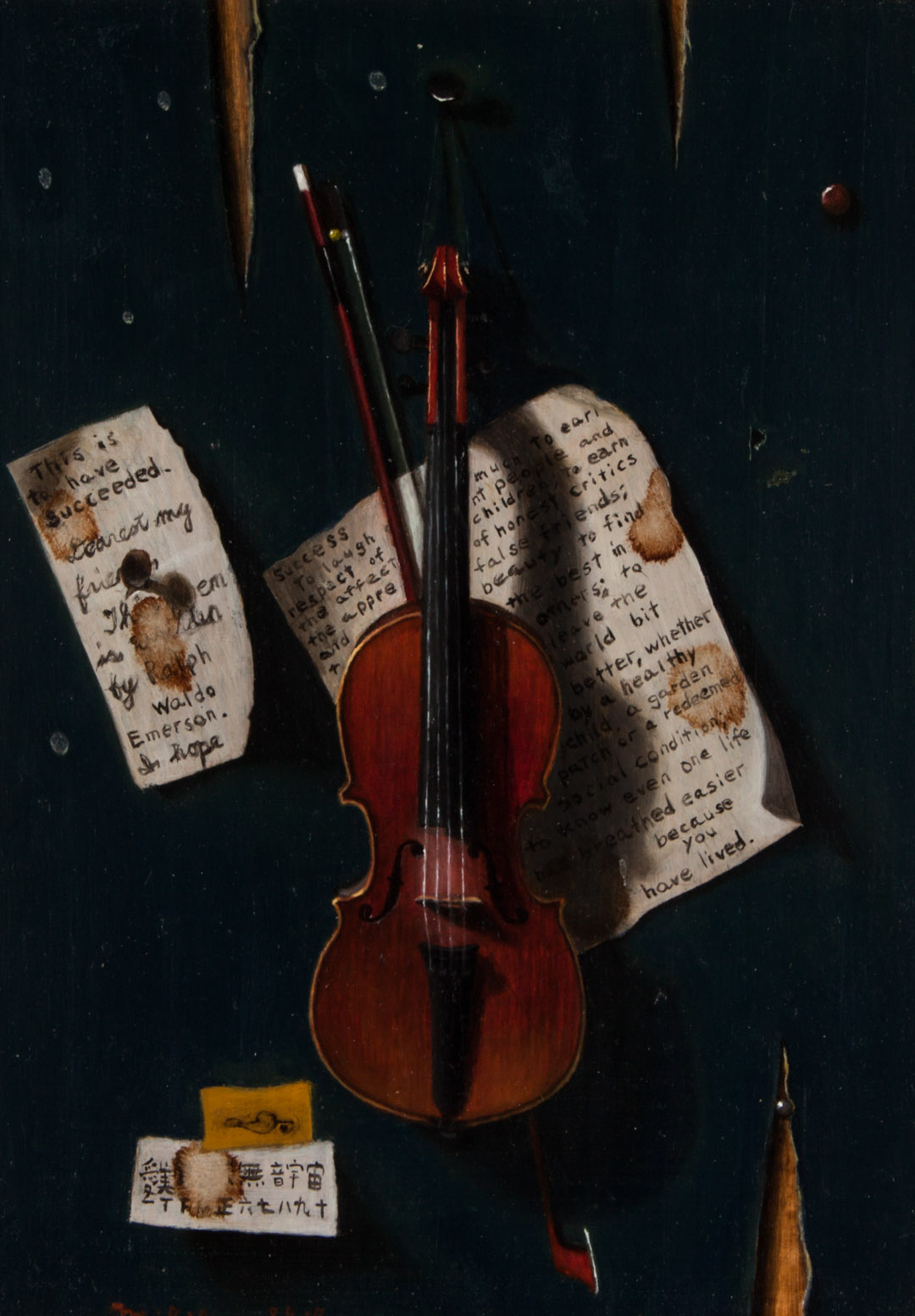 Appraisal: Mikiko Shikano Trompe l'oeil Still Life oil American th century