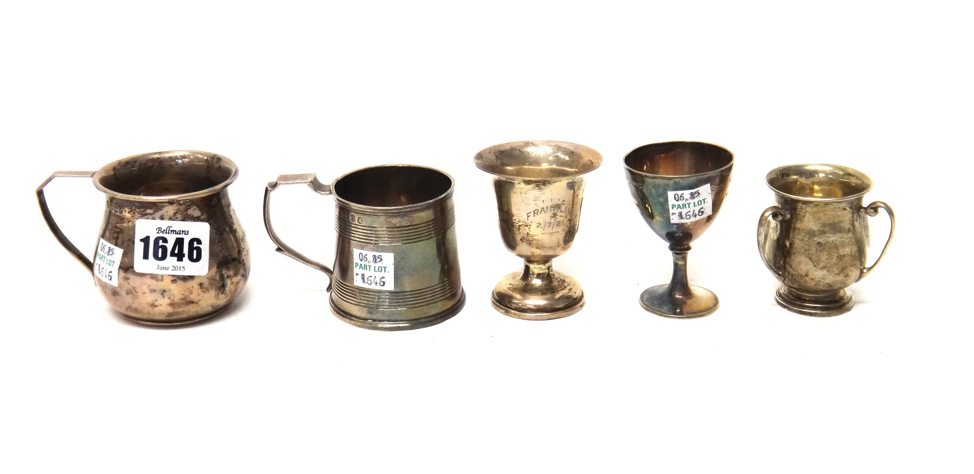 Appraisal: A silver christening mug of baluster form Sheffield a silver