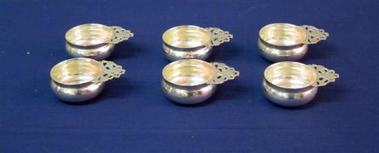 Appraisal: Six George VI silver butter dishes with scrollwork handles Birmingham