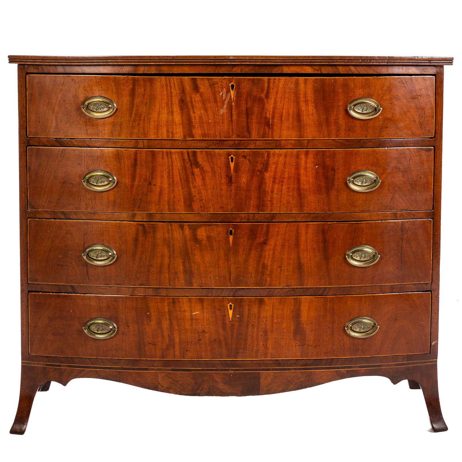 Appraisal: FEDERAL MAHOGANY BOWFRONT CHEST Mid-Atlantic States circa with reeded top