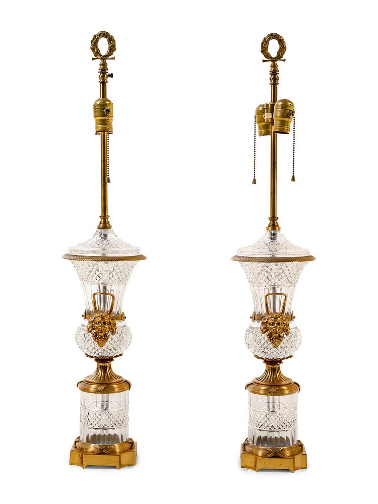 Appraisal: A Pair of Empire Style Gilt Metal and Cut Glass