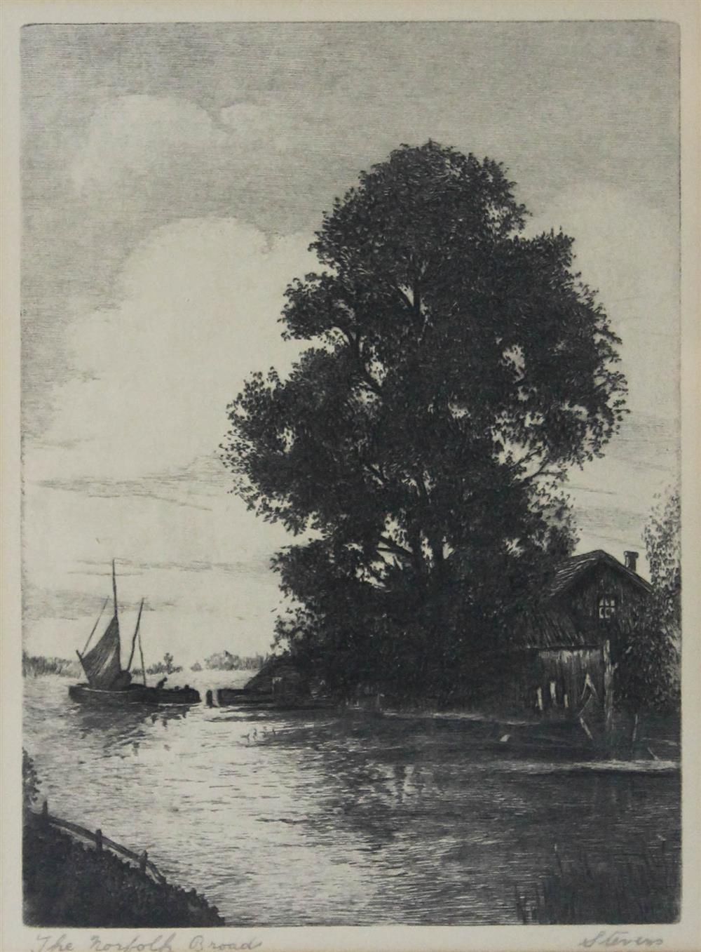 Appraisal: STEVENS THE NORFOLK BROAD along with a print by GEORGE