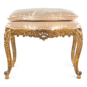 Appraisal: A R gence Style Giltwood Tabouret th Century Height x