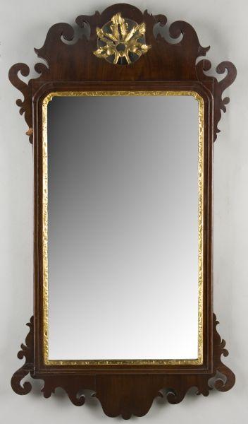 Appraisal: English Chippendale Wall Mirror circa scrolled mahogany veneered frame the