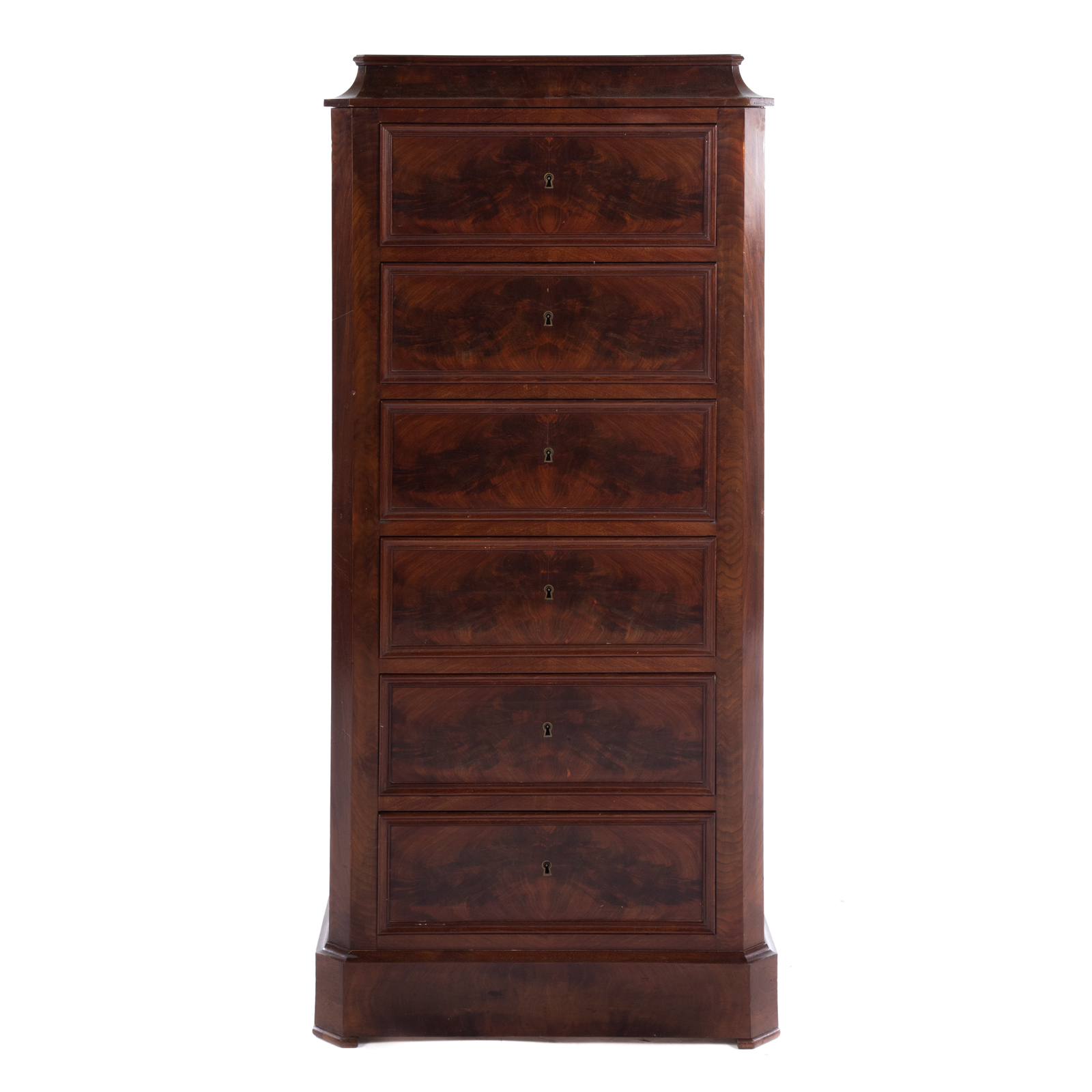 Appraisal: CONTINENTAL STYLE MAHOGANY LINGERIE CHEST With six stacking locking drawers