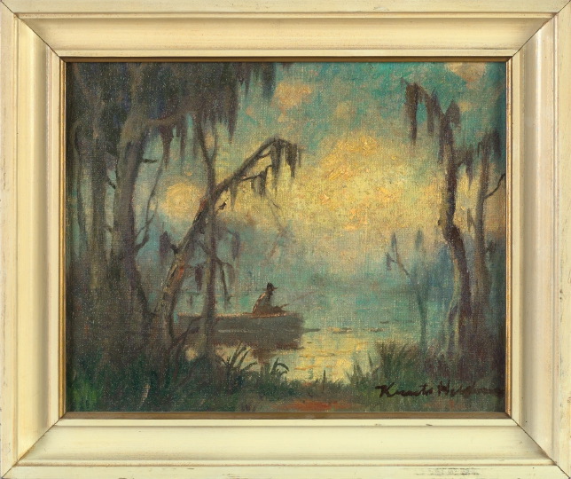 Appraisal: Knute Heldner American New Orleans - Bayou Landscape with Fisherman