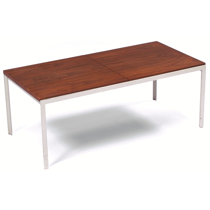 Appraisal: Florence Knoll coffee table by Knoll rectangular divided walnut top