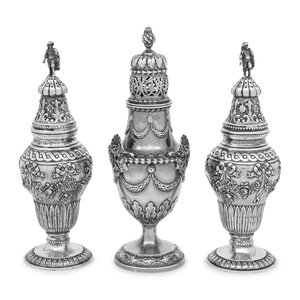 Appraisal: A Set of Three Silver Sugar Casters The English Example