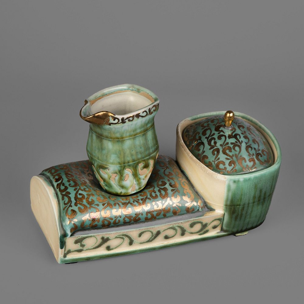 Appraisal: Julia Galloway Cream and Sugar Set with Base Julia Galloway