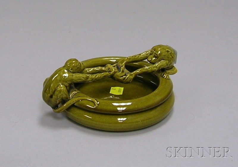 Appraisal: Majolica Ashtray with Two Monkeys