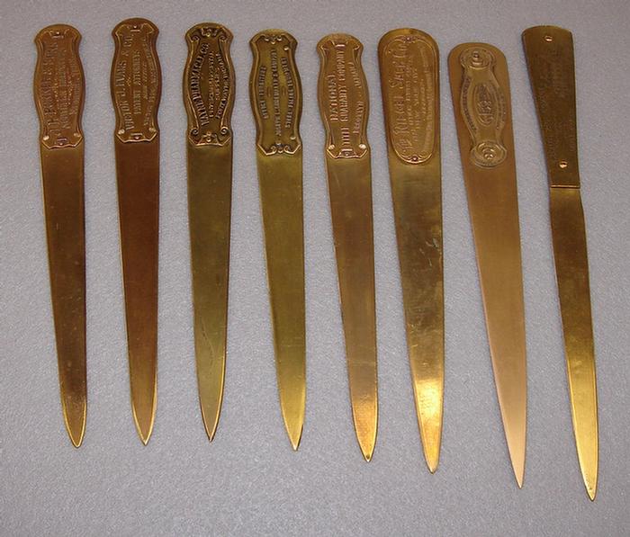 Appraisal: Lot of vintage brass advertising letter openers Longest letter opener