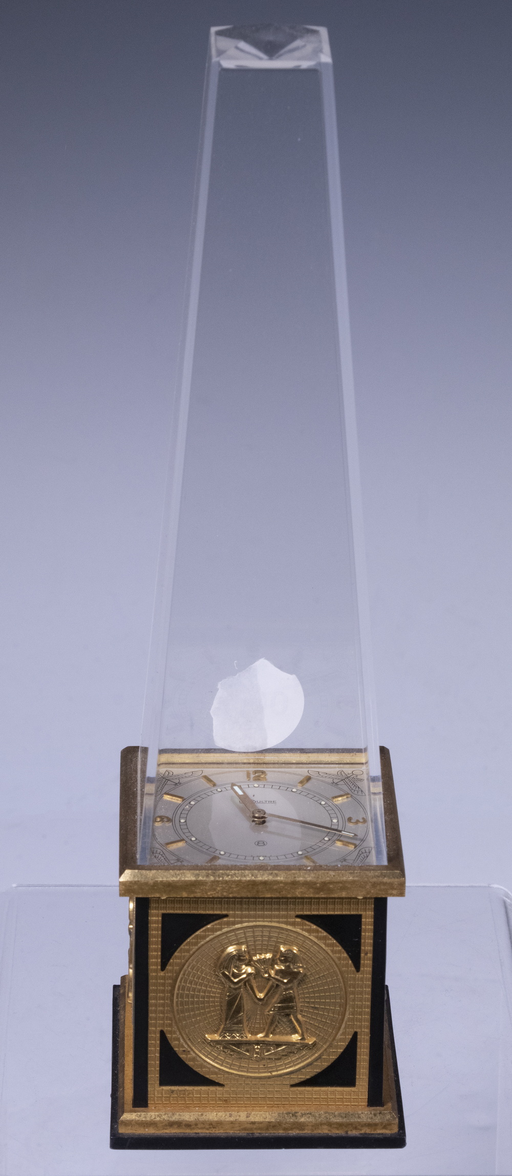 Appraisal: LECOULTRE OBELISK FORM CLOCK Egyptian Obelisk Form -Day Desk Clock