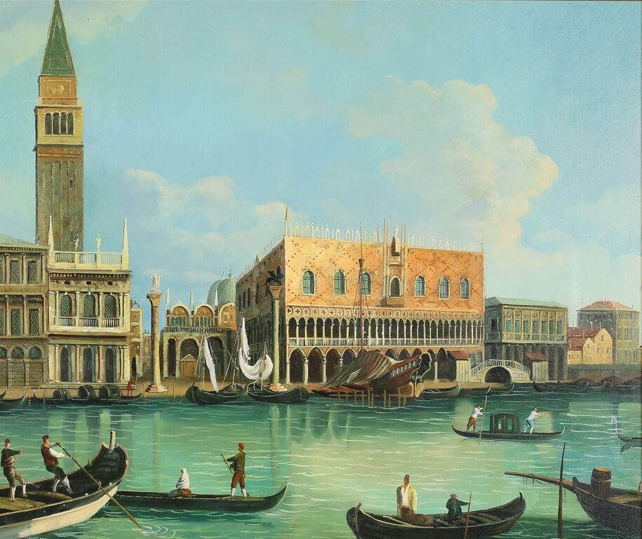 Appraisal: Oil on canvas laid down on board Venetian canal scene