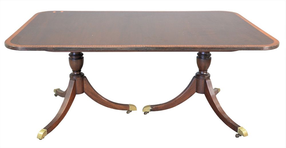 Appraisal: Custom Mahogany Dining Table having banded inlaid top along with