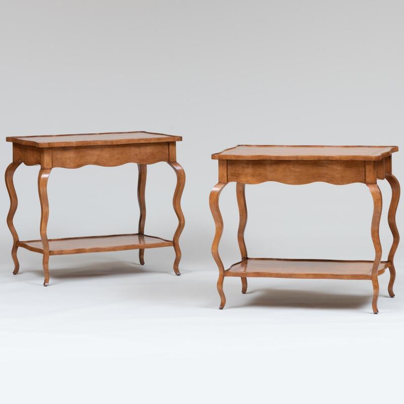 Appraisal: Pair of Continental Rococo Style Provincial Stained Fruitwood Tables Each