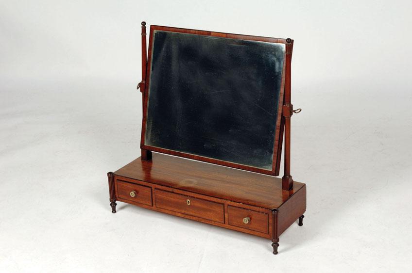 Appraisal: A REGENCY MAHOGANY AND EBONY STRUNG DRESSING TABLE MIRROR with